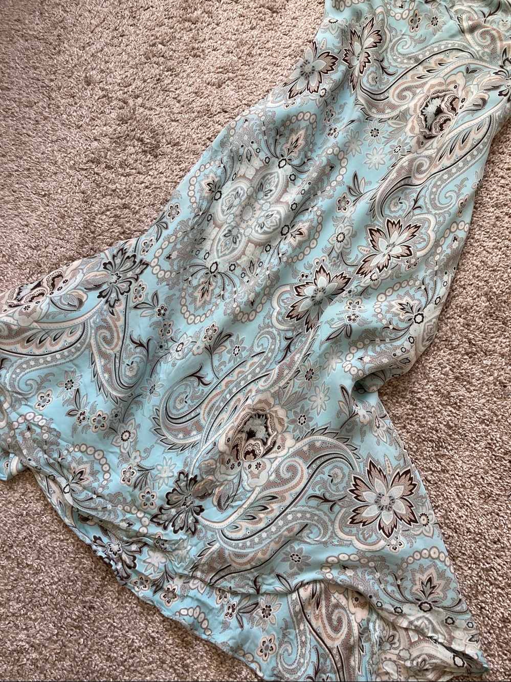 Vintage Y2K Ann Taylor silk bias cut halter tie neck paisley floral dress sz 6 - Picture 7 of 15